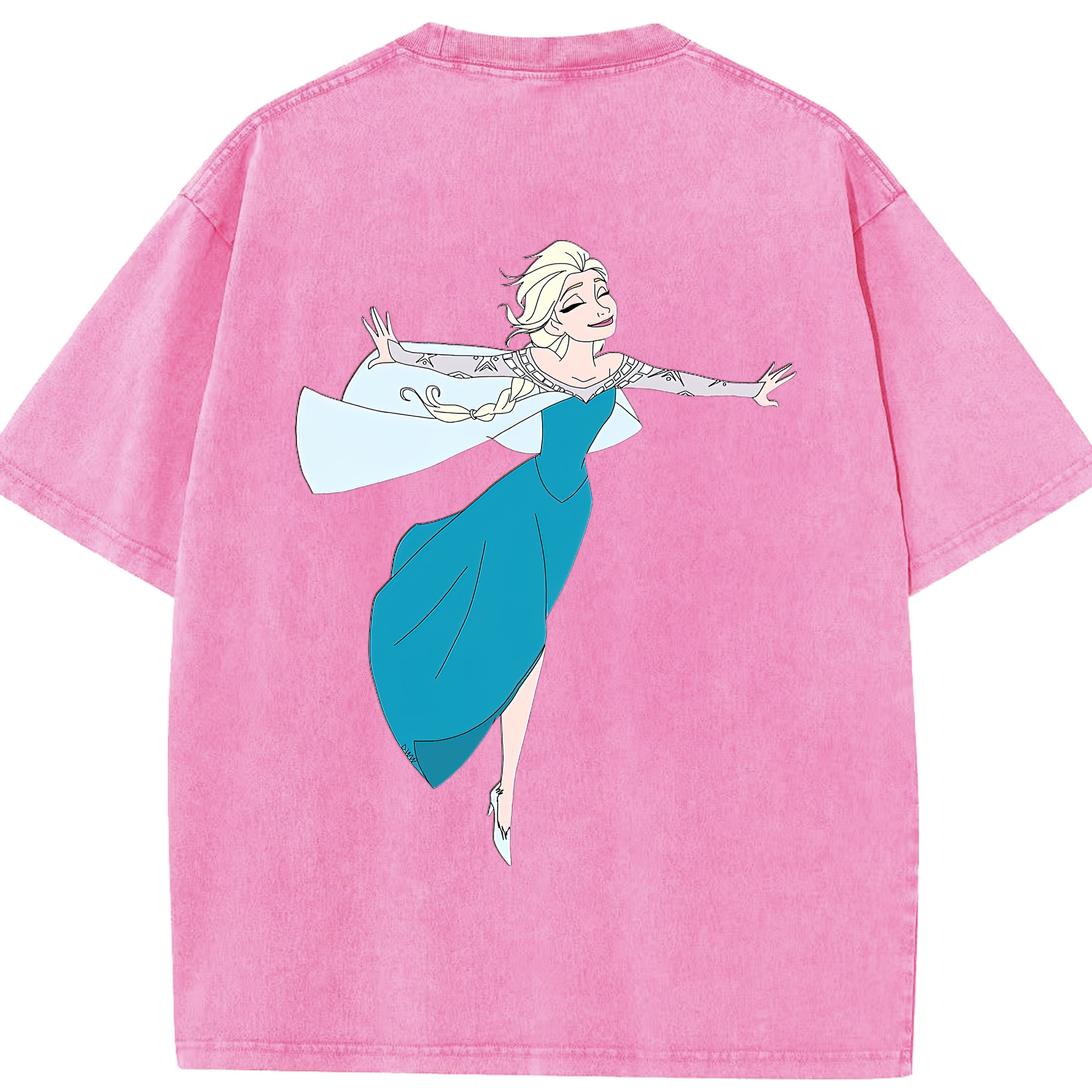 （画像用） アナと雪の女王 アンナ エルサ Frozen Anna Elsa 綿100% ヴィンテージ風 半袖Tシャツ（背面プリント）